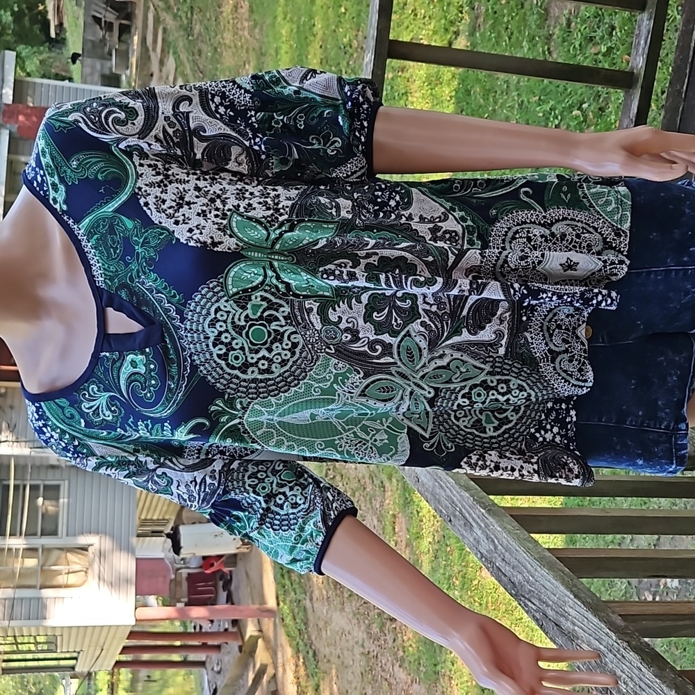 Expresso Green Butterfly Paisley Blouse